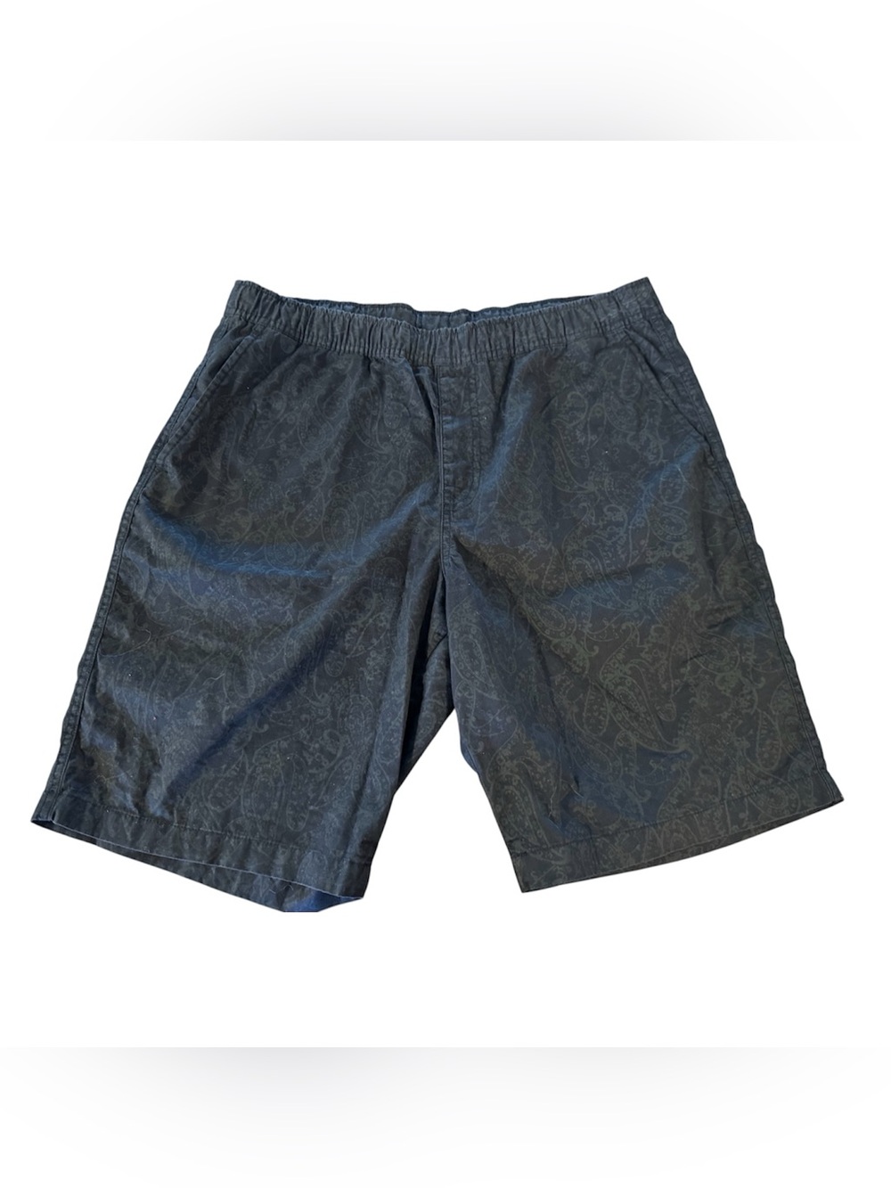 Uniqlo Men’s Black Paisley Print Elastic Waist Shorts Size Large Relaxed Fit
